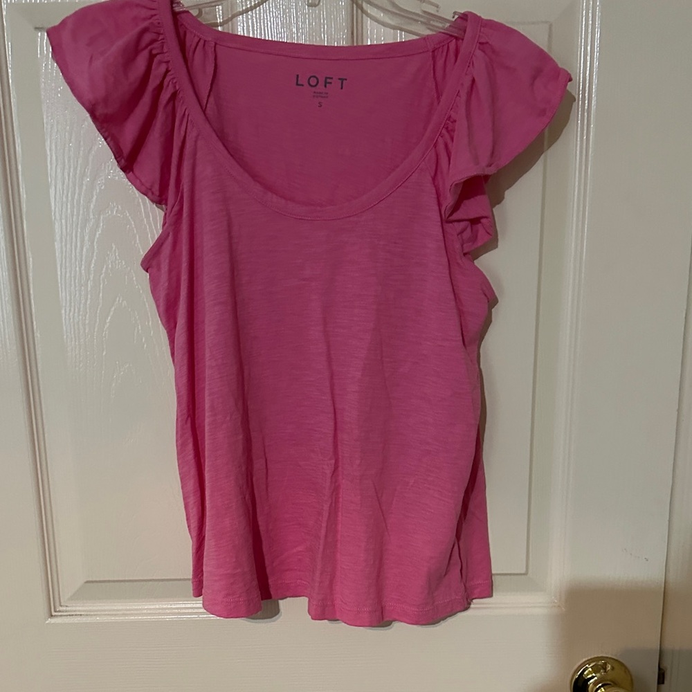 LOFT Pink Flutter Sleeve Tank Top